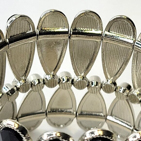 Women's Black Stretch Cuff Bracelet Wide Large Cuffs - Picture 5 of 8
